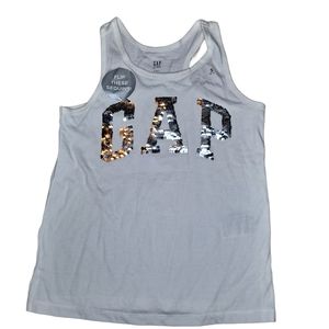 white gap sequin tank top sz 6-7